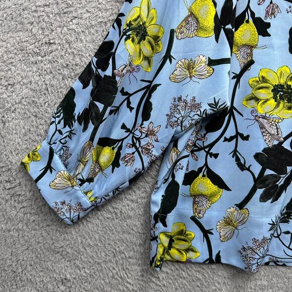 Essential Antwerp Women's Large? Blue Floral Blouse Flowy Bright Comfort - Picture 5 of 10